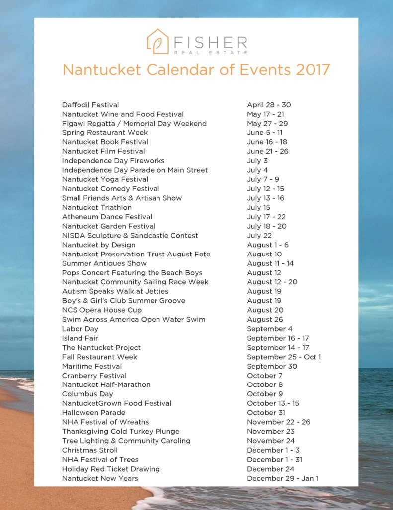 Nantucket 2017 Calendar of Events