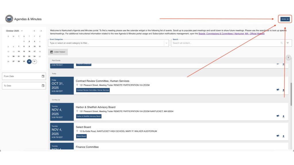 How to Sign Up for Town of Nantucket Agendas & Minutes Notifications